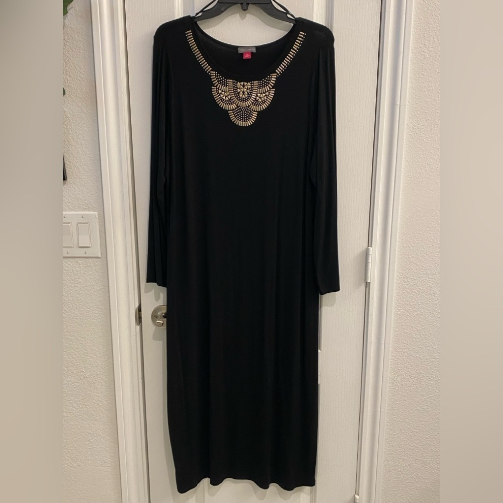 Vince Camuto Black Dress with Gold Accents